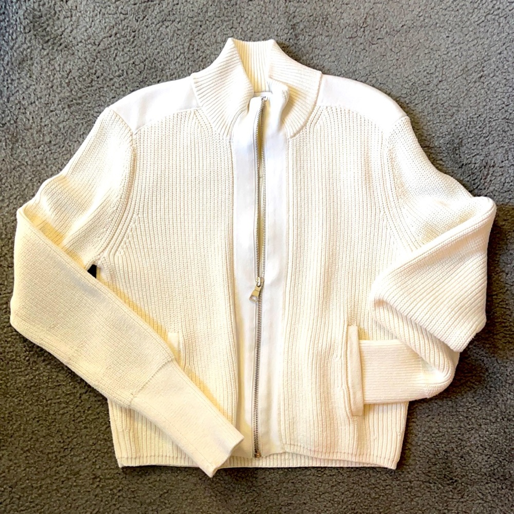 Knit zip down sweater